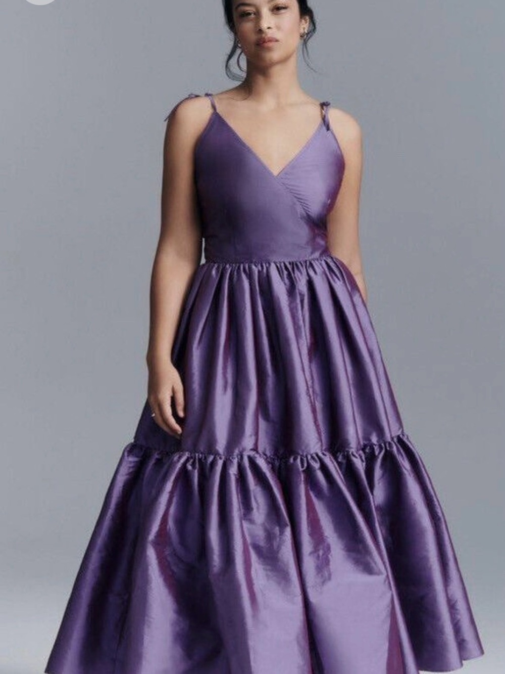 Anthropologie Purple Satin Tiered Party Dress - Picture 10 of 10
